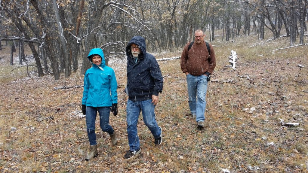 meeting members walking in falling snow