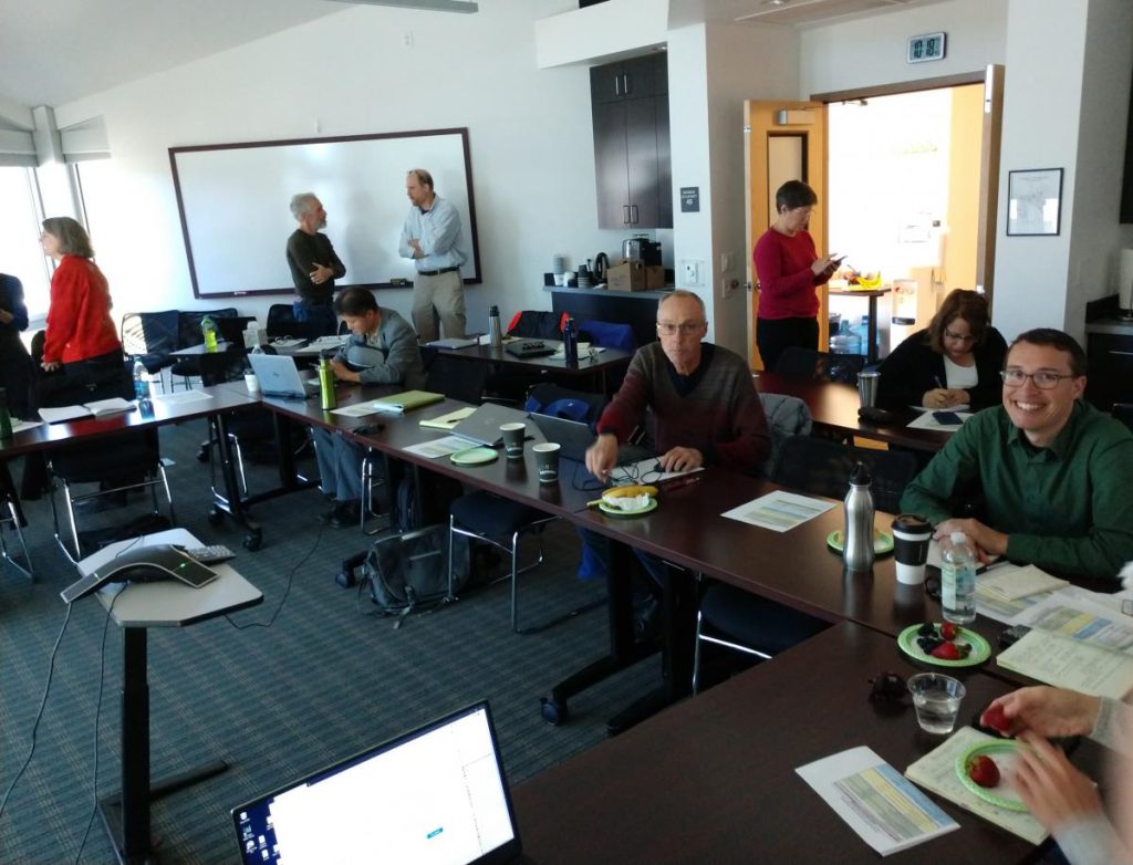 meeting attendees enjoying a break